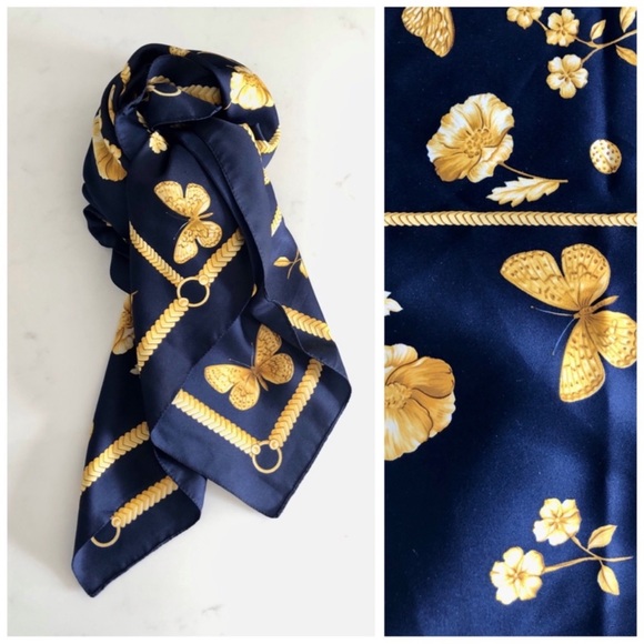 Silk Butterfly Dogwood floral scarf foulard